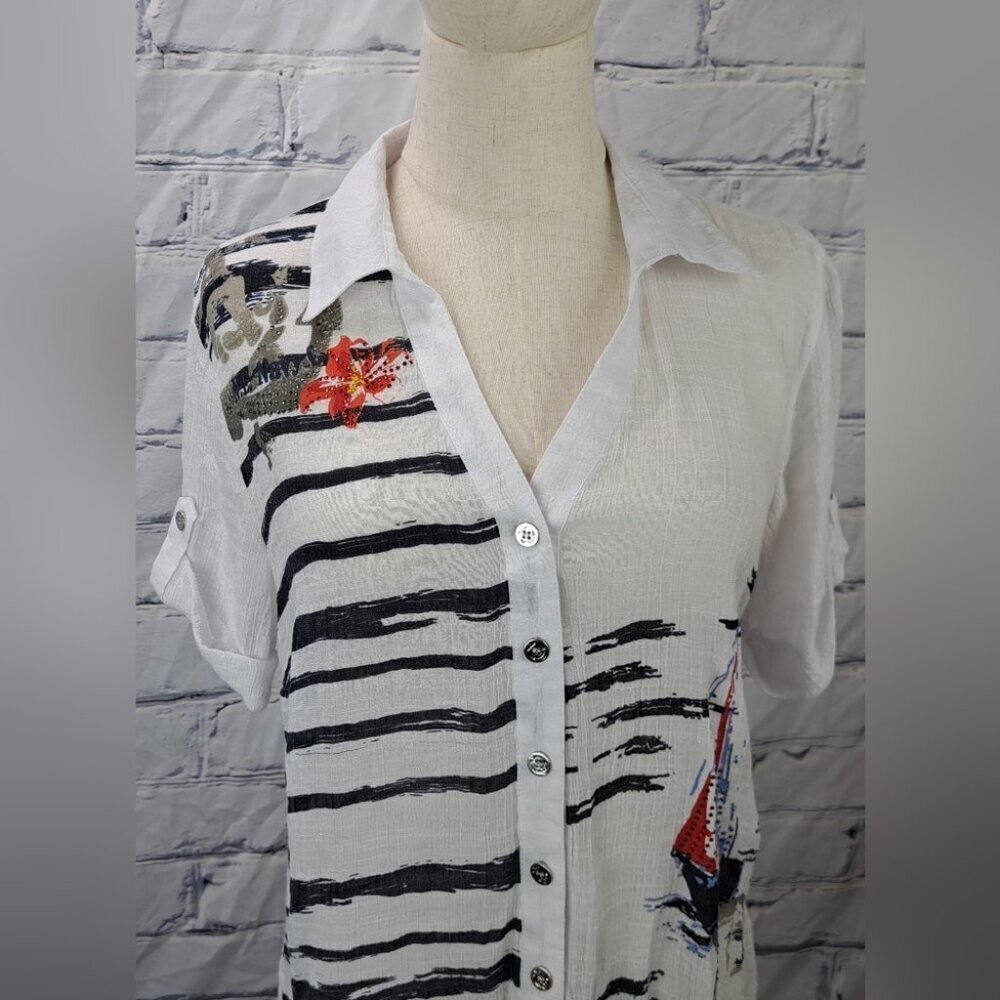 Le Grenier Top Shirt Nautical Sailing Ltweight Transparent Beach Y2K 90s Medium